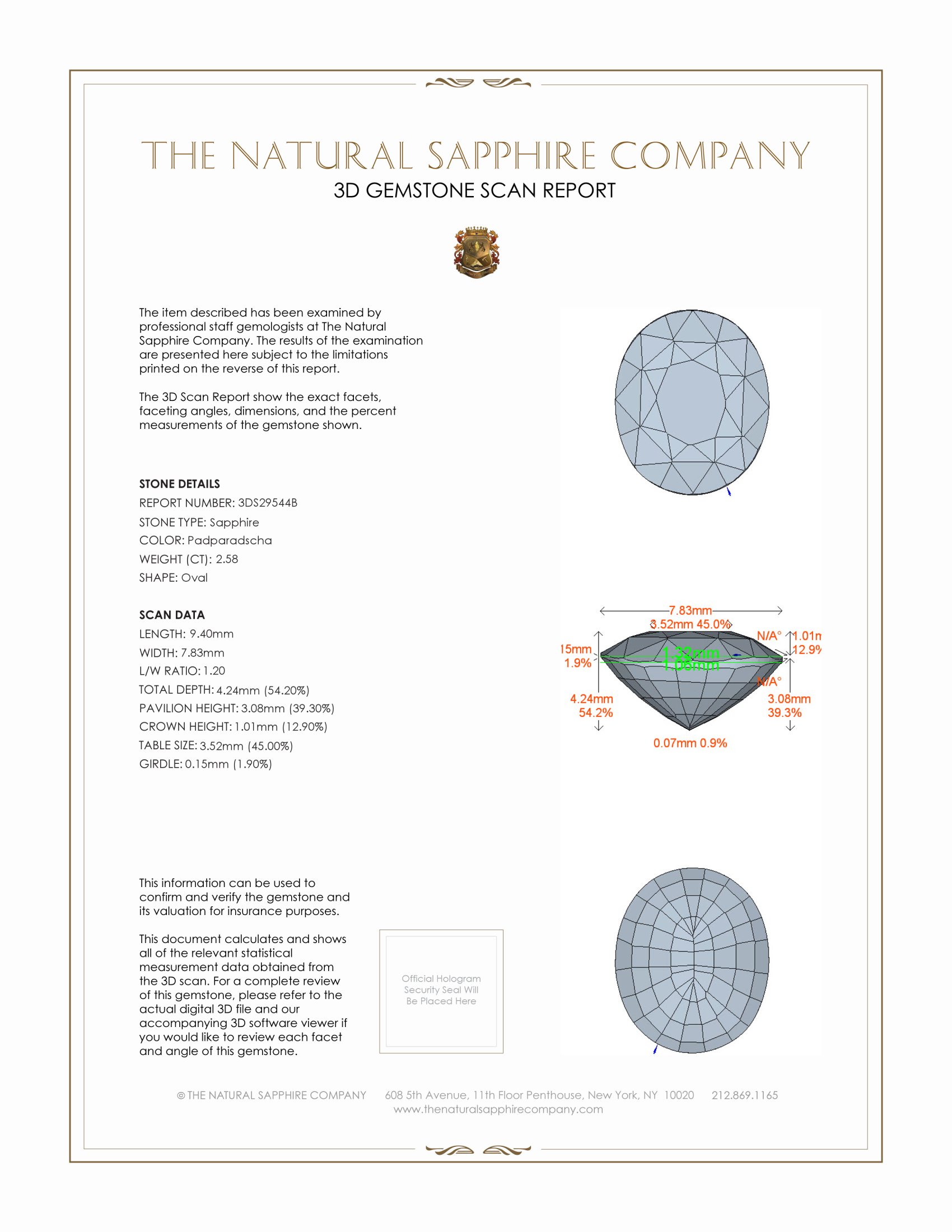 2.58 Ct. Padparadscha Sapphire from Ceylon (Sri Lanka)