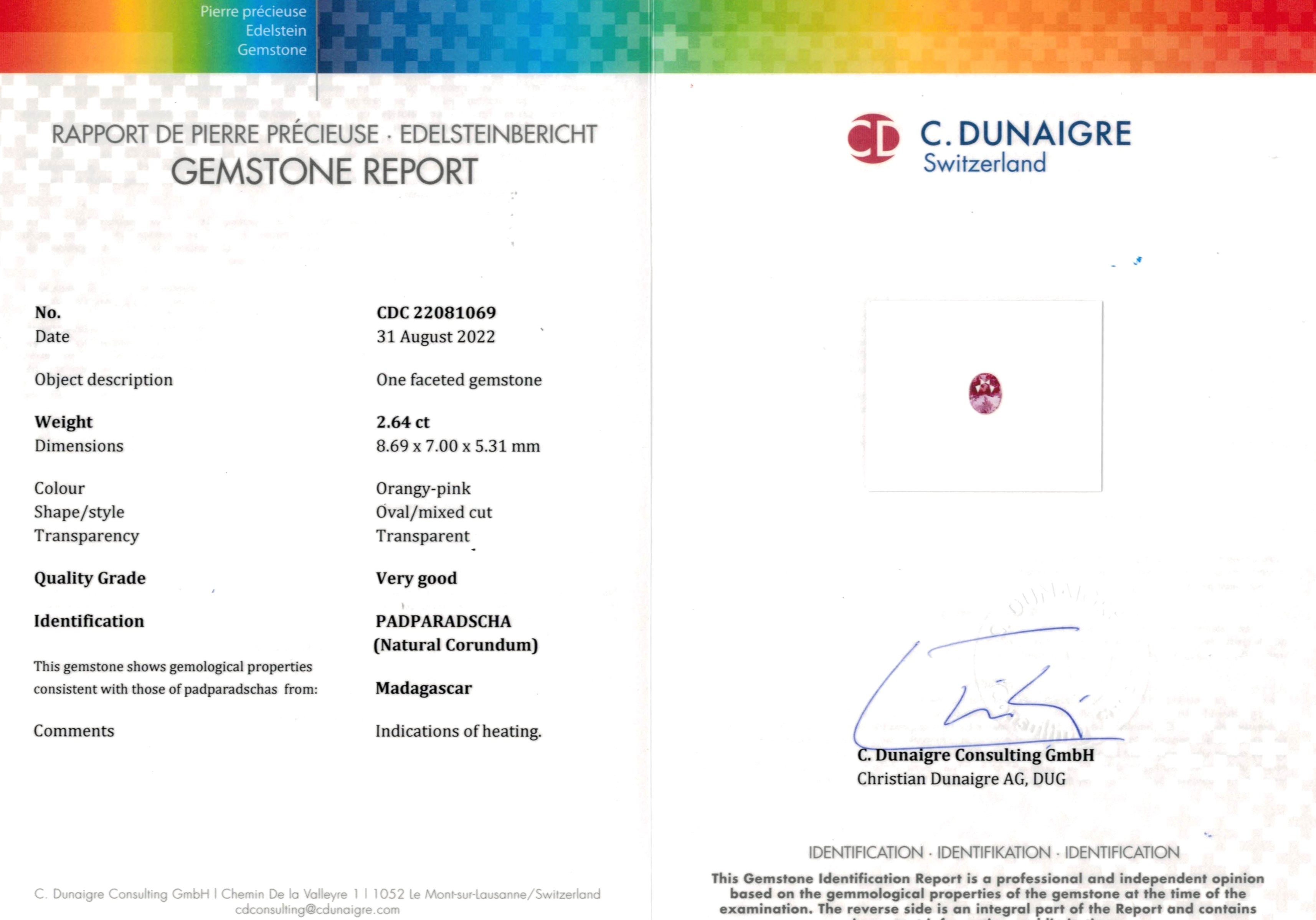 2.64 Ct. Padparadscha Sapphire from Madagascar