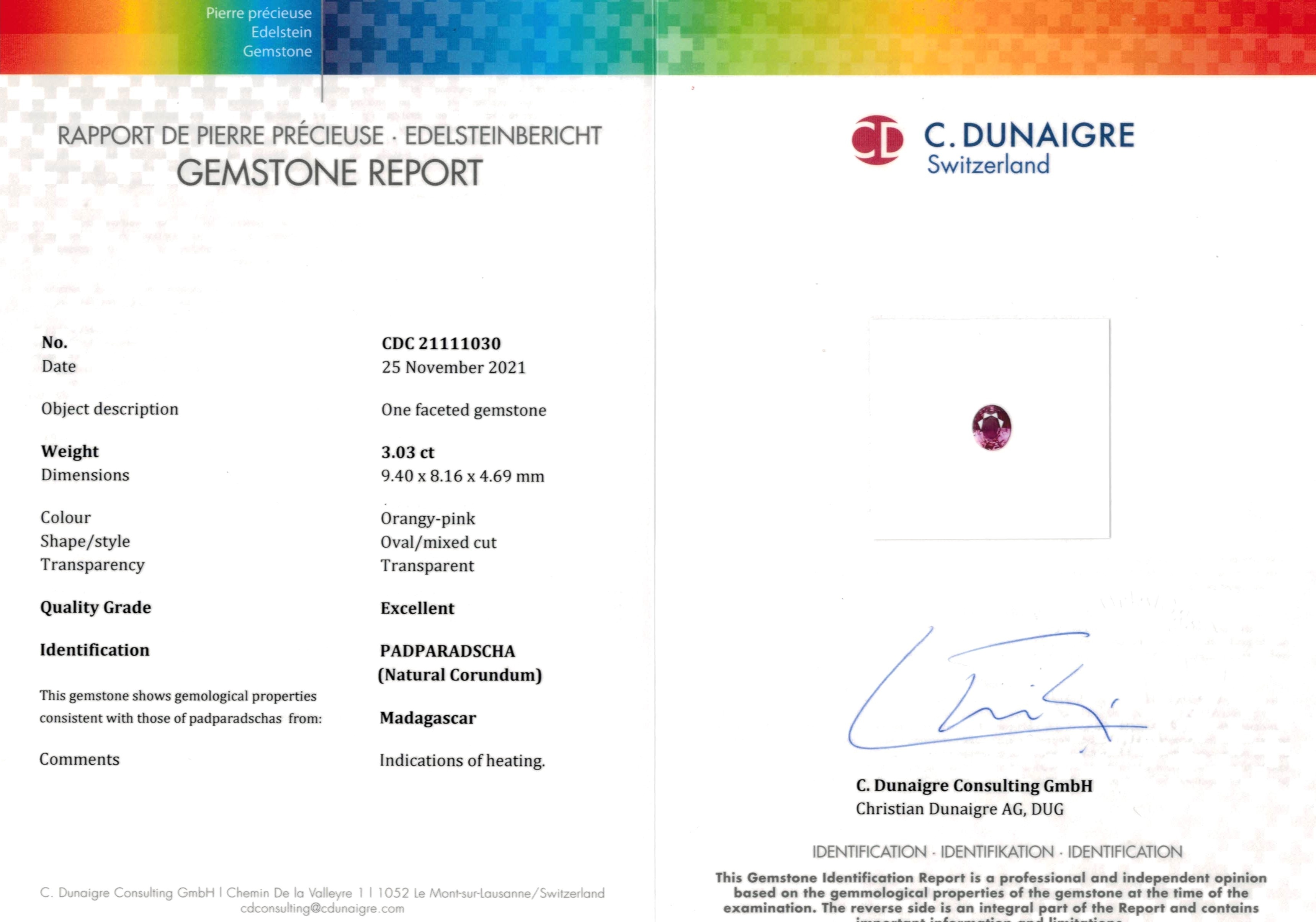 3.03 Ct. Padparadscha Sapphire from Madagascar