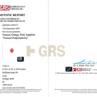 3.42 Ct. Padparadscha Sapphire from Ceylon (Sri Lanka) Scan Report
