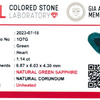 1.15 Ct. Green Sapphire from Madagascar Scan Report