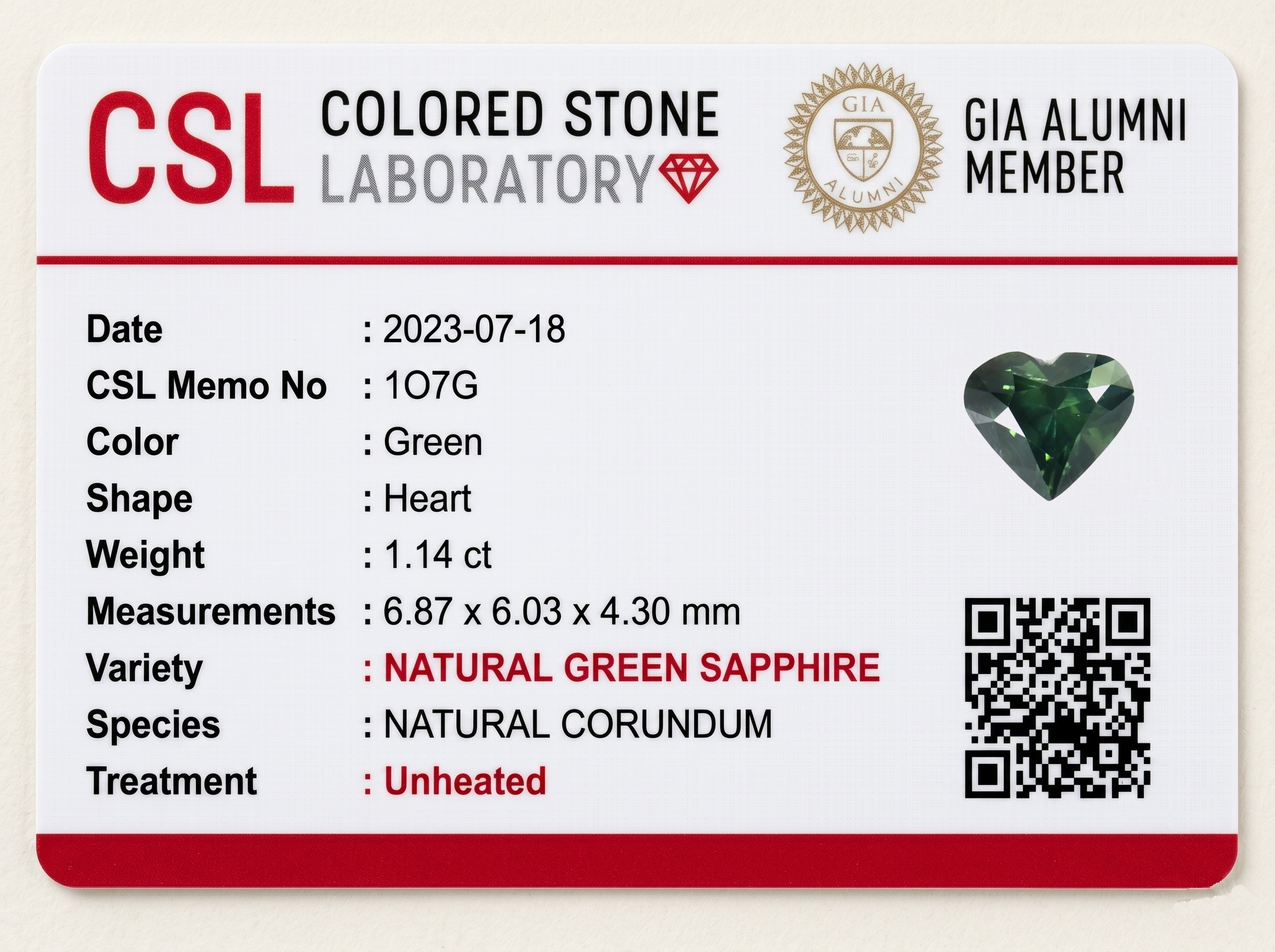 1.15 Ct. Green Sapphire from Madagascar