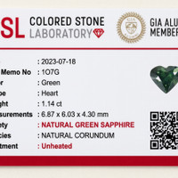 1.15 Ct. Green Sapphire from Madagascar Scan Report