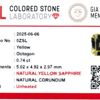 0.73 Ct. Yellow Sapphire from Ceylon (Sri Lanka) Scan Report