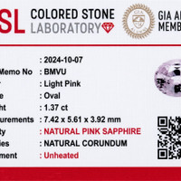 1.36 Ct. Pink Sapphire from Ceylon (Sri Lanka) Scan Report