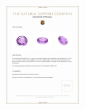 1.13 Ct. Pinkish Purple Sapphire from Ceylon (Sri Lanka) Appraisal