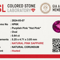 0.65 Ct. Purplish Pink Sapphire from Ceylon (Sri Lanka) Scan Report