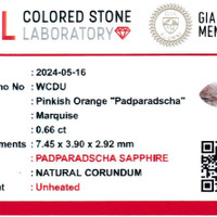 0.66 Ct. Padparadscha Sapphire from Ceylon (Sri Lanka) Scan Report