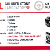 1.39 Ct. Yellow Sapphire from Ceylon (Sri Lanka) Scan Report