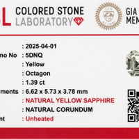 1.39 Ct. Yellow Sapphire from Ceylon (Sri Lanka) Scan Report
