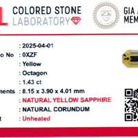 1.43 Ct. Yellow Sapphire from Ceylon (Sri Lanka) Scan Report