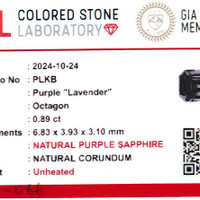 0.89 Ct. Violet Sapphire from Ceylon (Sri Lanka) Scan Report
