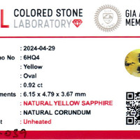 0.92 Ct. Yellow Sapphire from Ceylon (Sri Lanka) Scan Report