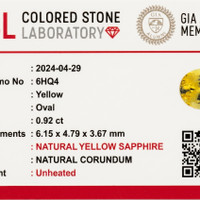 0.92 Ct. Yellow Sapphire from Ceylon (Sri Lanka) Scan Report