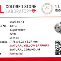 2.14 Ct. Yellow Sapphire from Ceylon (Sri Lanka) Scan Report
