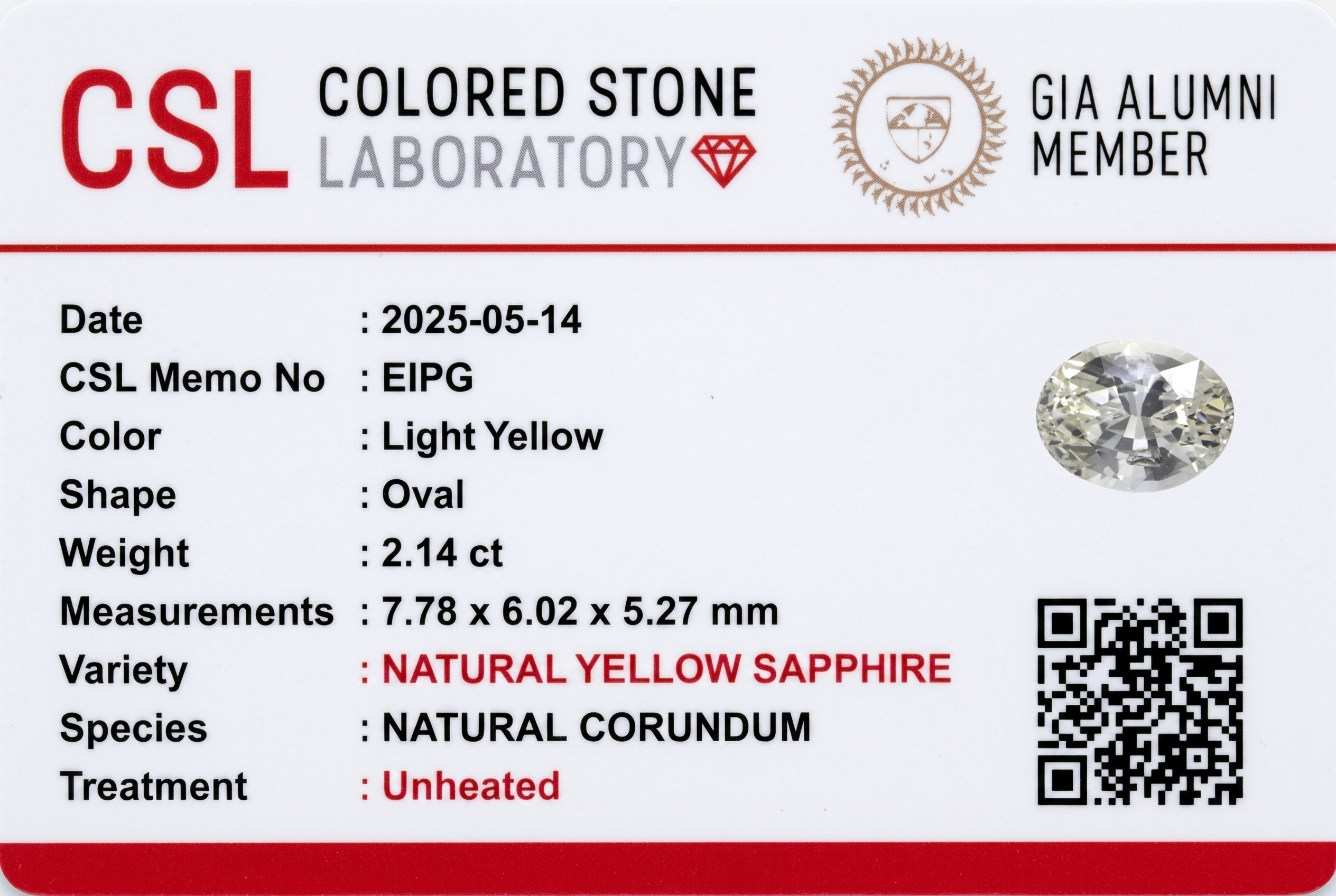 2.14 Ct. Yellow Sapphire from Ceylon (Sri Lanka)