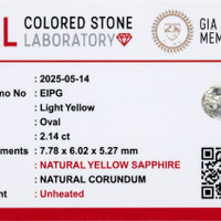 2.14 Ct. Yellow Sapphire from Ceylon (Sri Lanka) Scan Report