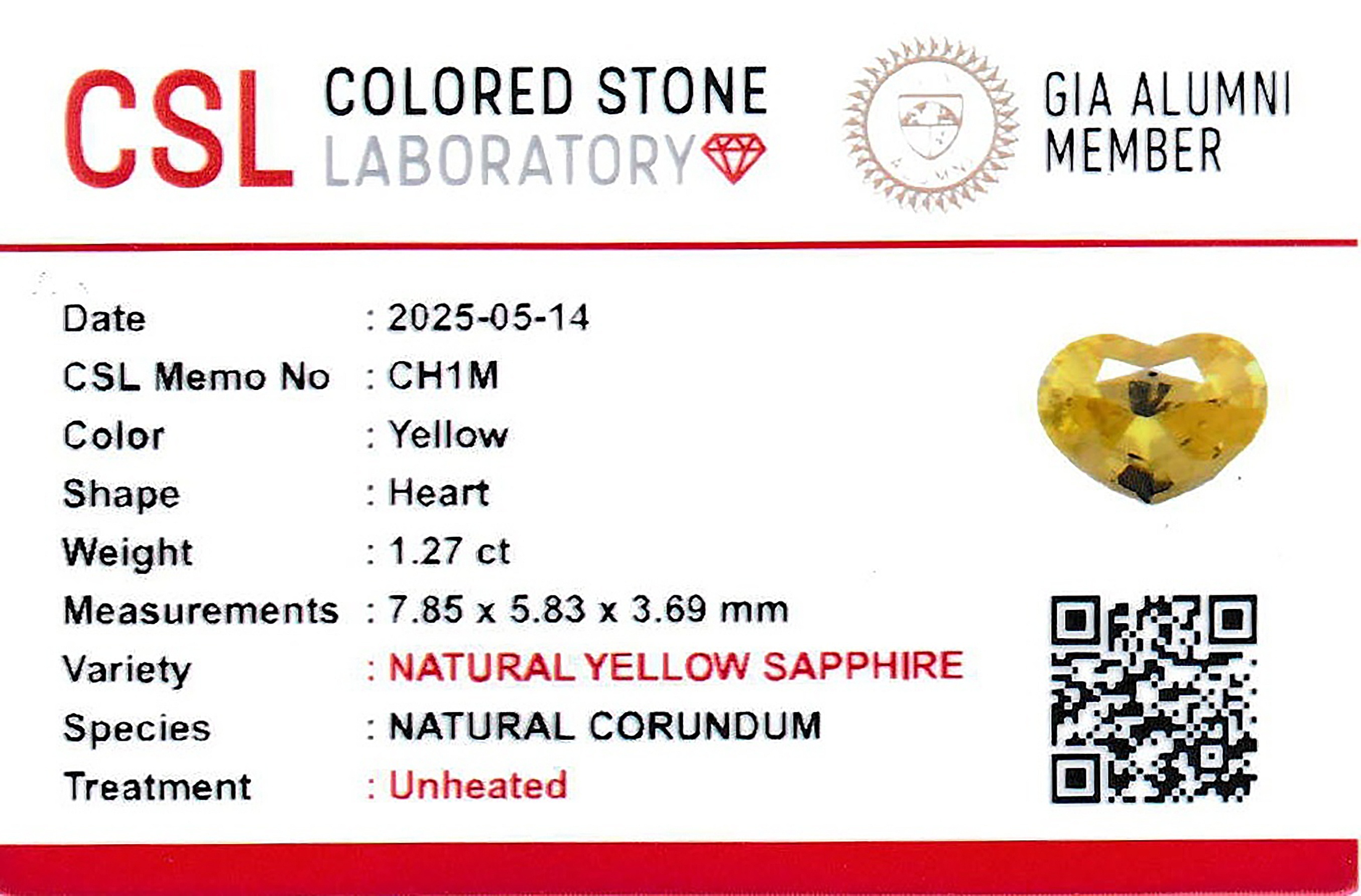 1.28 Ct. Yellow Sapphire from Ceylon (Sri Lanka)