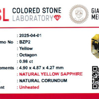 0.98 Ct. Yellow Sapphire from Ceylon (Sri Lanka) Scan Report