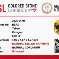 0.98 Ct. Yellow Sapphire from Ceylon (Sri Lanka) Scan Report