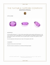 1.15 Ct. Pinkish Purple Sapphire from Ceylon (Sri Lanka) Appraisal