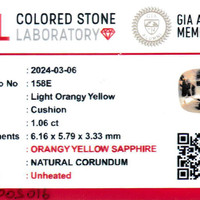 1.04 Ct. Peach Sapphire from Ceylon (Sri Lanka) Scan Report