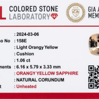 1.04 Ct. Peach Sapphire from Ceylon (Sri Lanka) Scan Report
