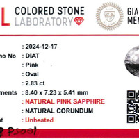 2.82 Ct. Pink Sapphire from Ceylon (Sri Lanka) Scan Report