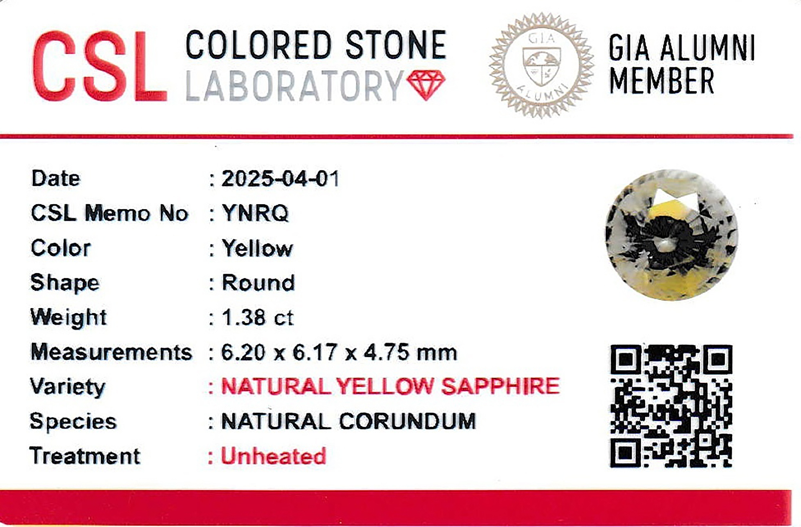 1.37 Ct. Yellow Sapphire from Ceylon (Sri Lanka)