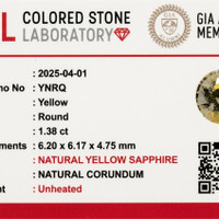 1.37 Ct. Yellow Sapphire from Ceylon (Sri Lanka) Scan Report