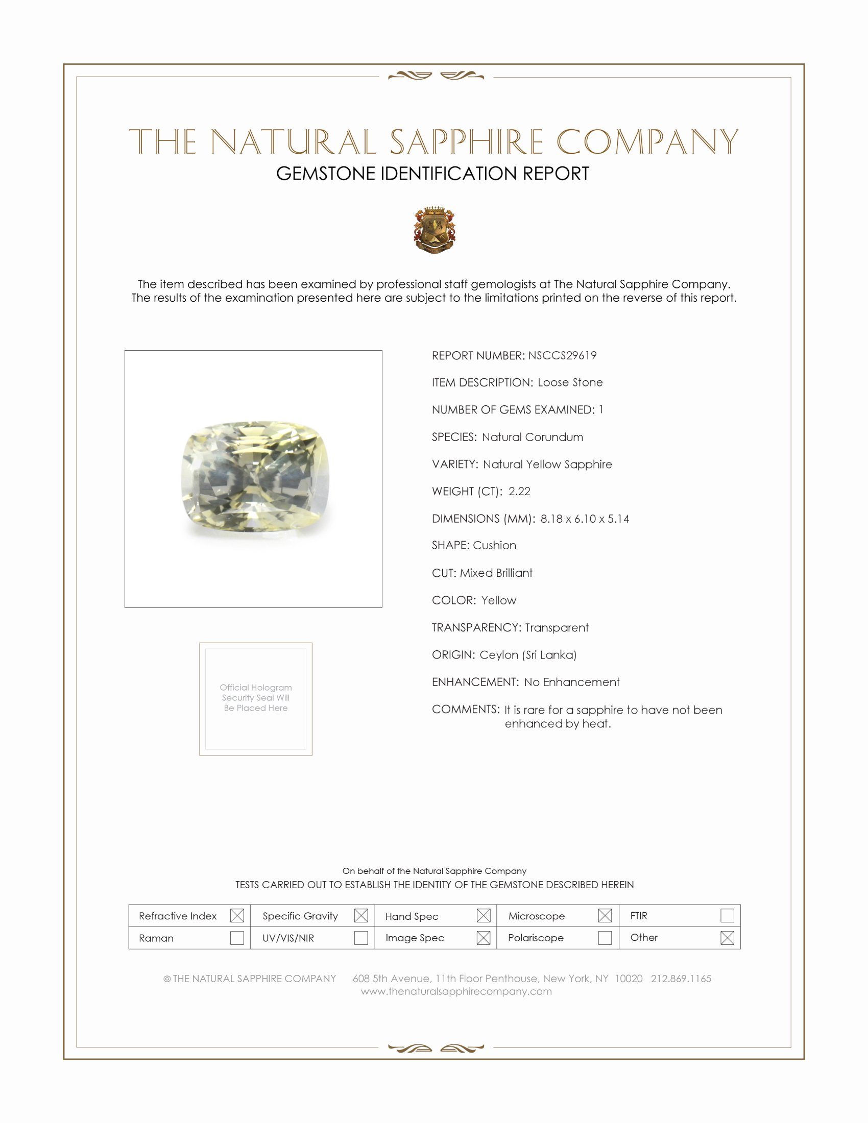 2.22 Ct. Yellow Sapphire from Ceylon (Sri Lanka)
