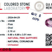 2.09 Ct. Pink Sapphire from Ceylon (Sri Lanka) Scan Report