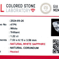 1.23 Ct. White Sapphire from Ceylon (Sri Lanka) Scan Report