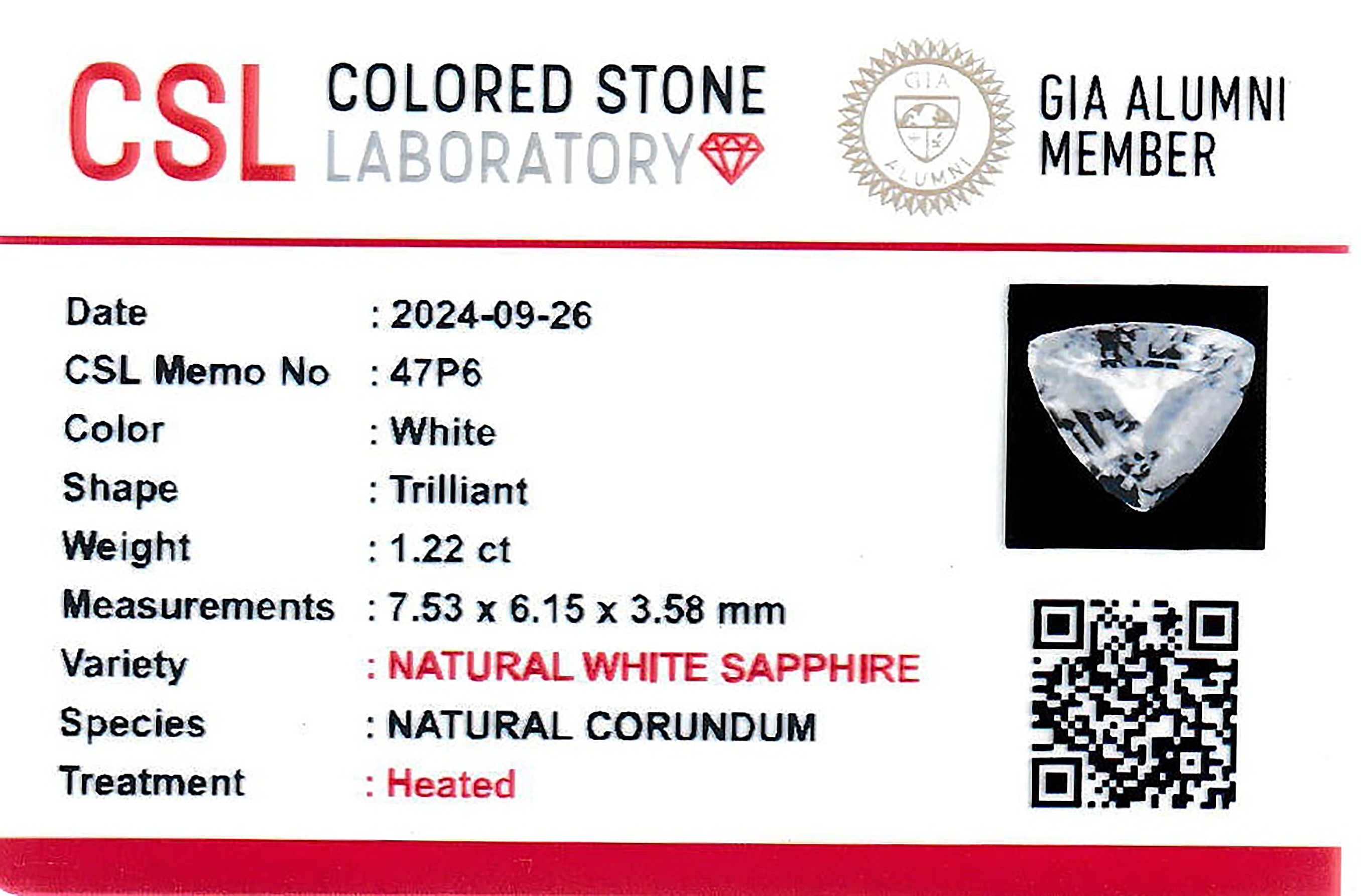 1.23 Ct. White Sapphire from Ceylon (Sri Lanka)