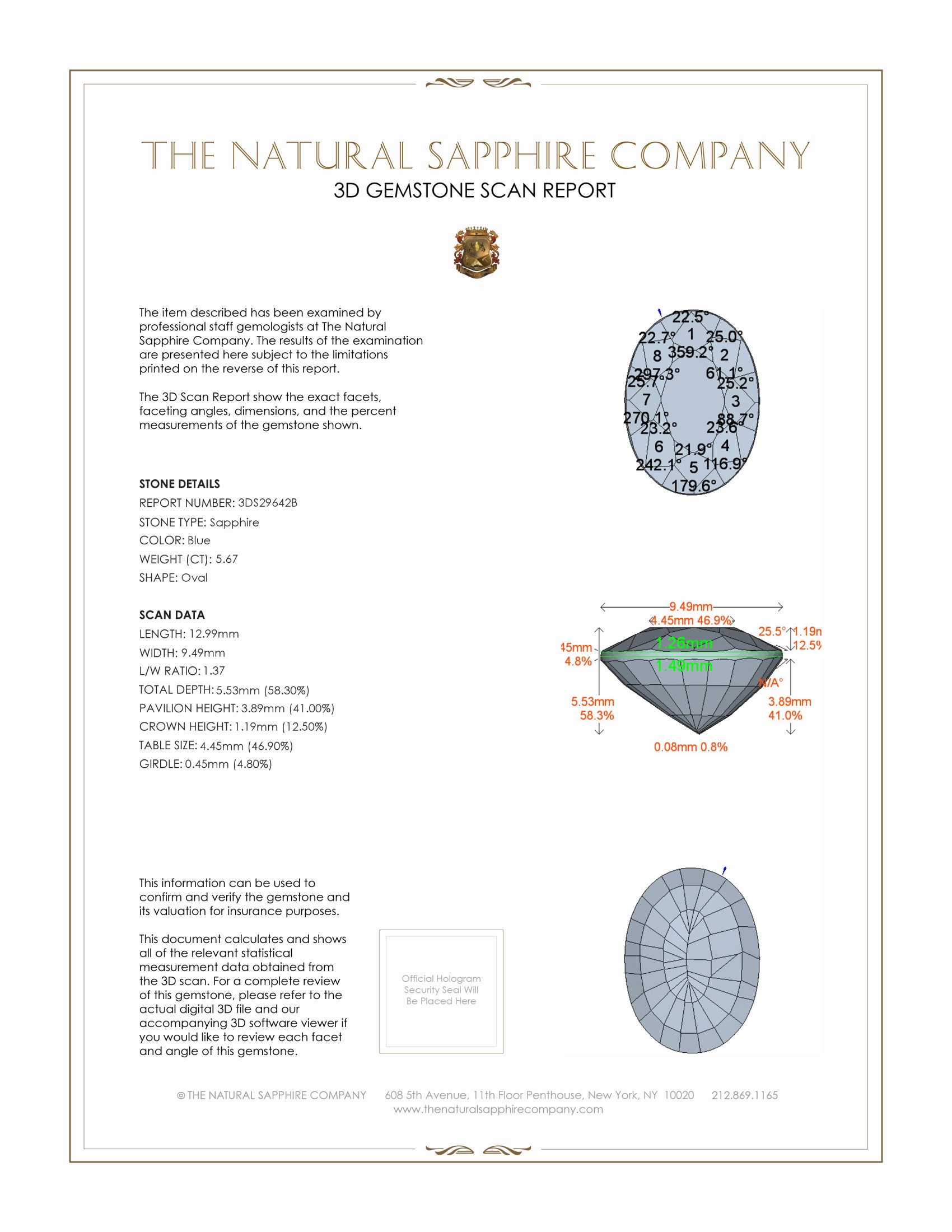 5.67 Ct. Blue Sapphire from Ceylon (Sri Lanka)