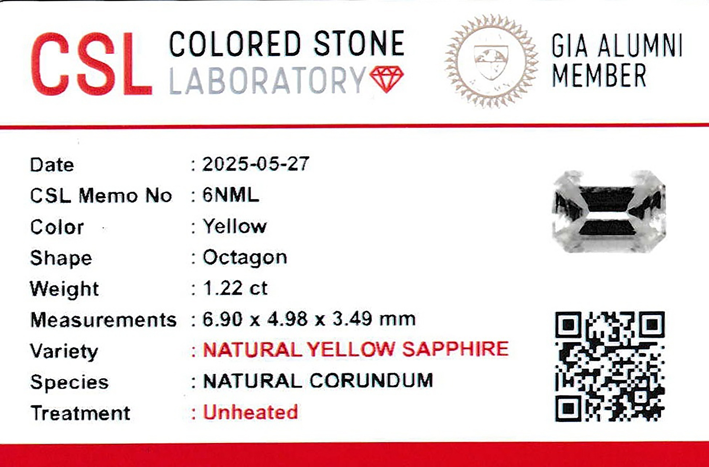 1.20 Ct. Yellow Sapphire from Ceylon (Sri Lanka)