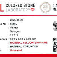 1.20 Ct. Yellow Sapphire from Ceylon (Sri Lanka) Scan Report