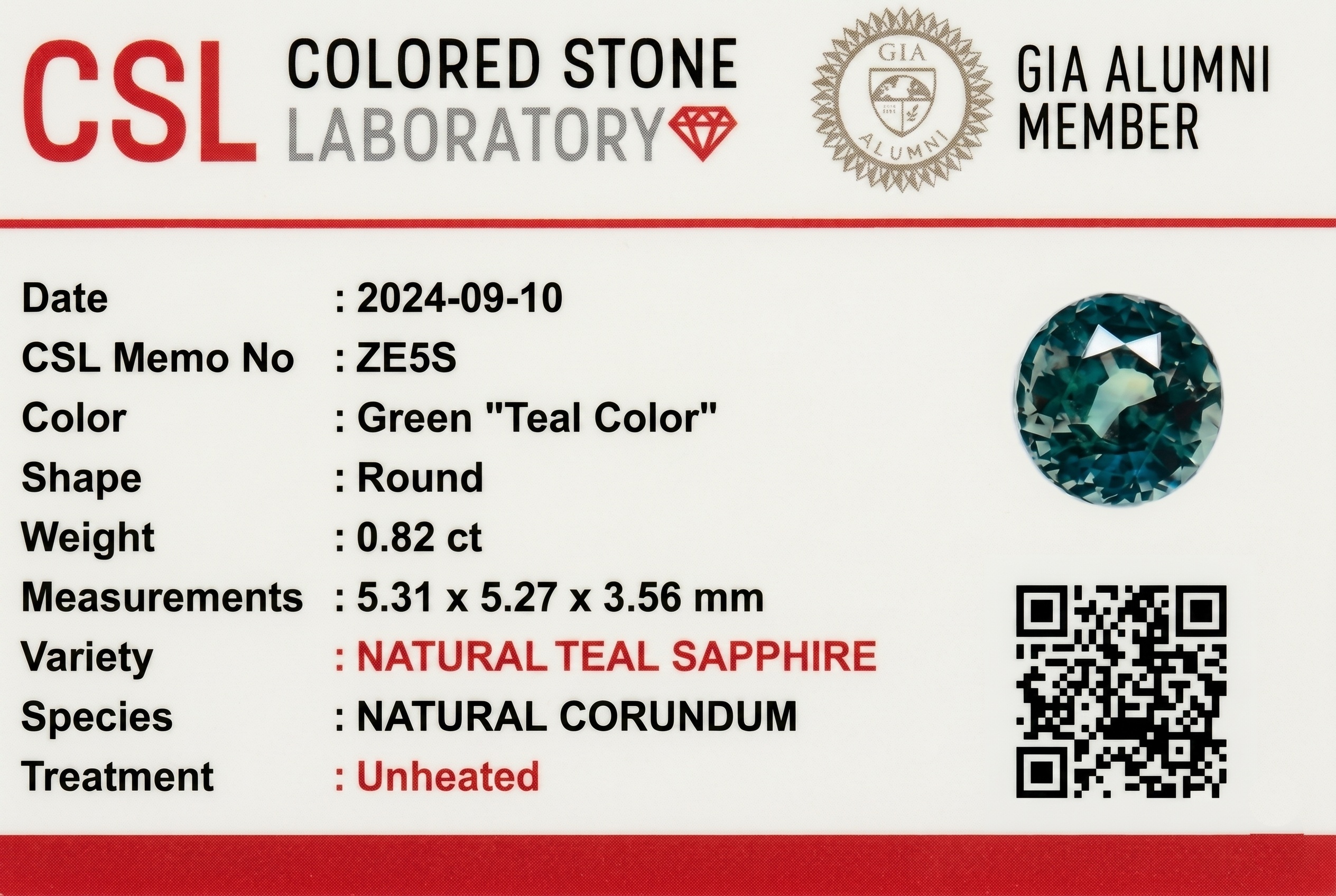 0.82 Ct. Green Sapphire from Madagascar