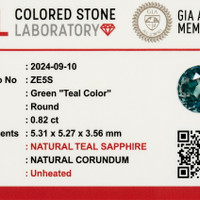0.82 Ct. Green Sapphire from Madagascar Scan Report