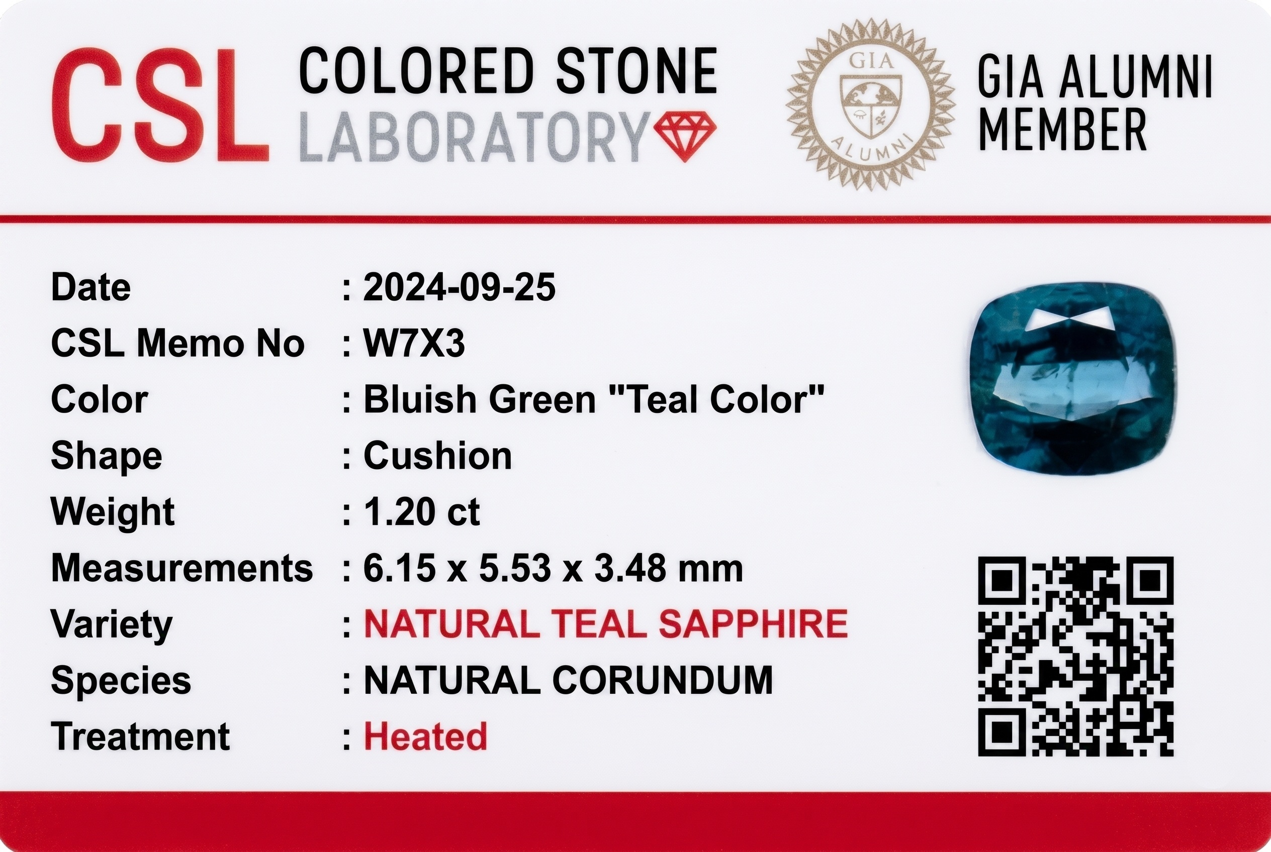 1.20 Ct. Bluish Green Sapphire from Madagascar