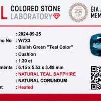 1.20 Ct. Bluish Green Sapphire from Madagascar Scan Report