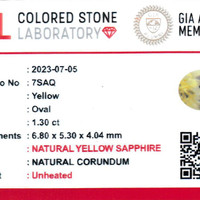 1.31 Ct. Yellow Sapphire from Ceylon (Sri Lanka) Scan Report