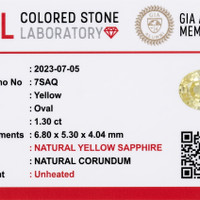 1.31 Ct. Yellow Sapphire from Ceylon (Sri Lanka) Scan Report