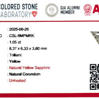 1.04 Ct. Yellow Sapphire from Ceylon (Sri Lanka) Scan Report
