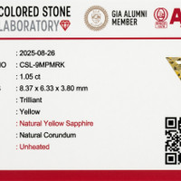 1.04 Ct. Yellow Sapphire from Ceylon (Sri Lanka) Scan Report