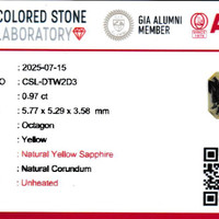 0.97 Ct. Yellow Sapphire from Ceylon (Sri Lanka) Scan Report