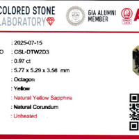 0.97 Ct. Yellow Sapphire from Ceylon (Sri Lanka) Scan Report