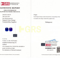 11.52 Ct. Purplish Blue Sapphire from Madagascar Scan Report