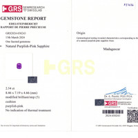 2.54 Ct. Pinkish Purple Sapphire from Madagascar Scan Report