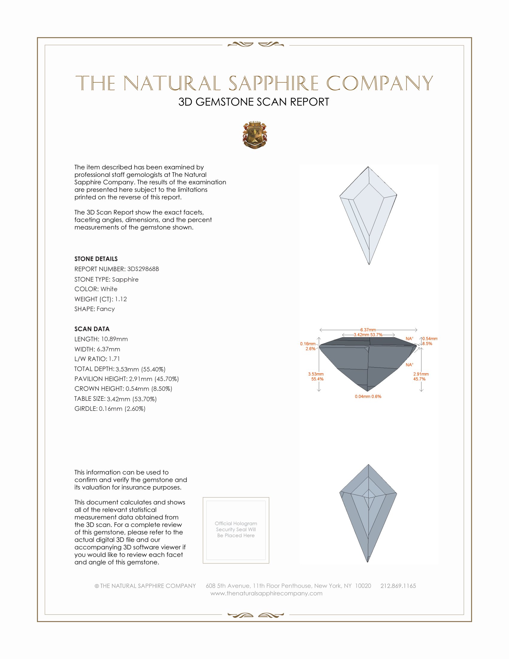 1.12 Ct. White Sapphire from Madagascar